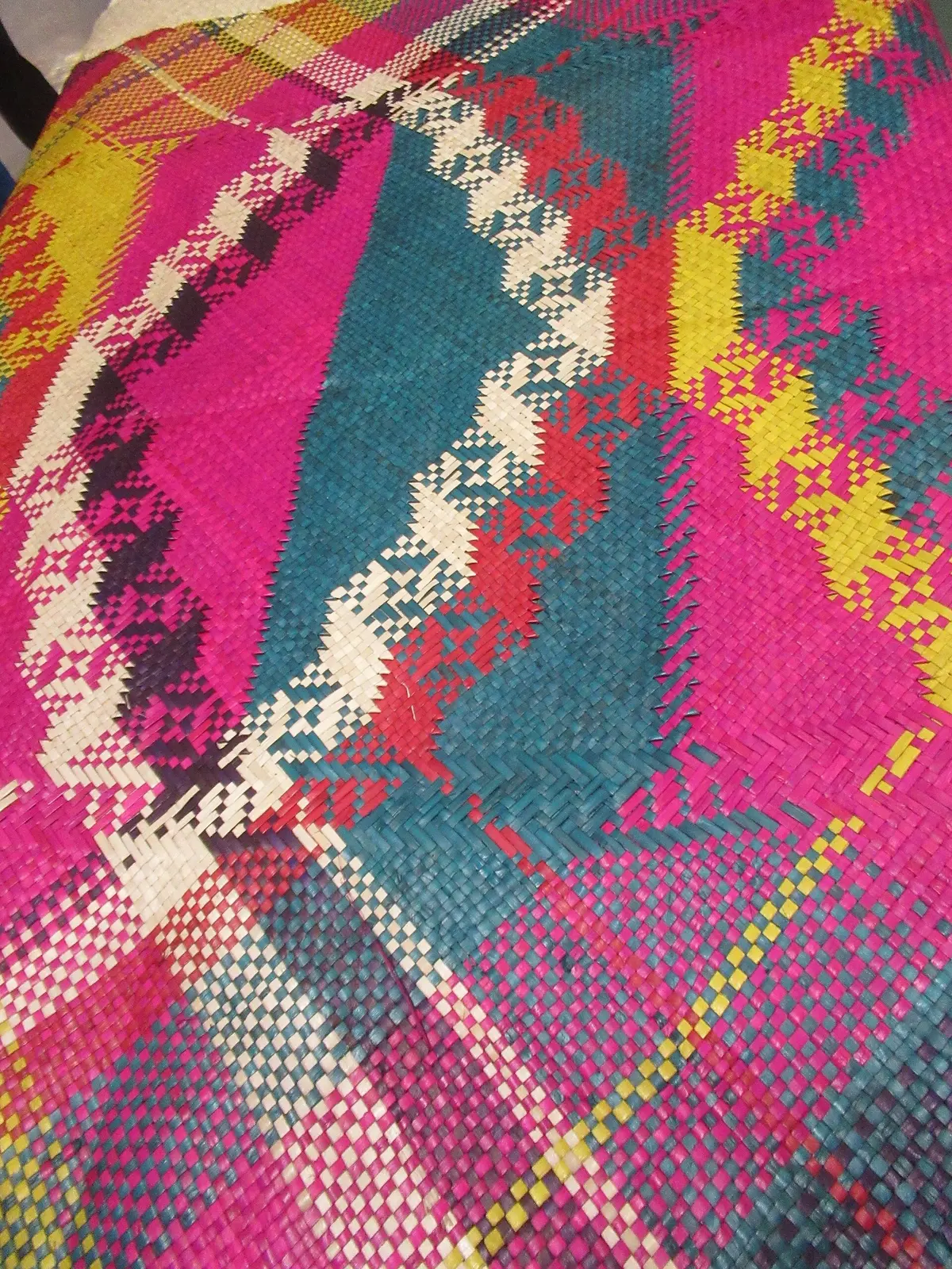 Colourful handwoven pandan banig mats by Sama-Bajau weavers of Sibutu, Tawi-Tawi